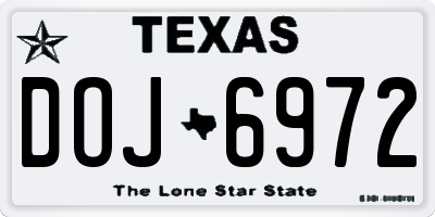 TX license plate DOJ6972