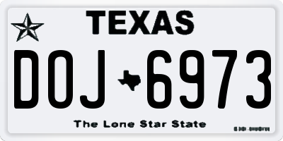 TX license plate DOJ6973
