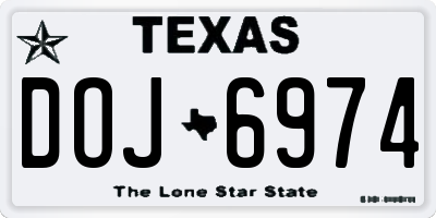 TX license plate DOJ6974