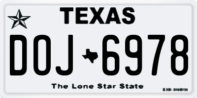 TX license plate DOJ6978