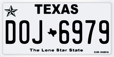 TX license plate DOJ6979