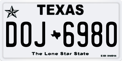 TX license plate DOJ6980