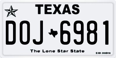 TX license plate DOJ6981