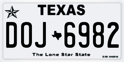 TX license plate DOJ6982