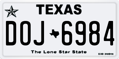 TX license plate DOJ6984