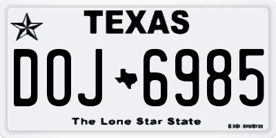 TX license plate DOJ6985