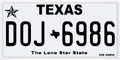 TX license plate DOJ6986