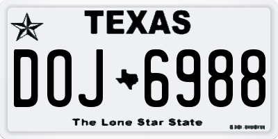 TX license plate DOJ6988