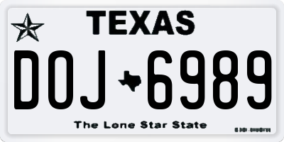 TX license plate DOJ6989