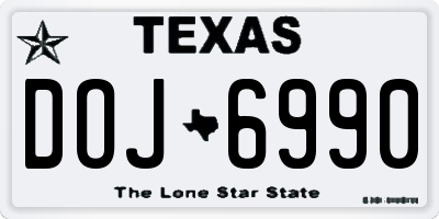 TX license plate DOJ6990
