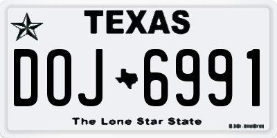 TX license plate DOJ6991