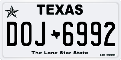 TX license plate DOJ6992