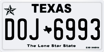 TX license plate DOJ6993