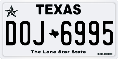 TX license plate DOJ6995