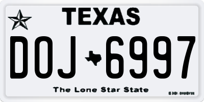 TX license plate DOJ6997