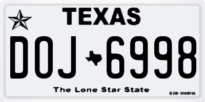 TX license plate DOJ6998