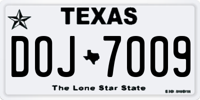 TX license plate DOJ7009