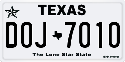 TX license plate DOJ7010