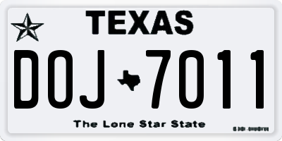 TX license plate DOJ7011