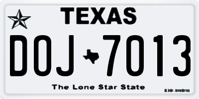 TX license plate DOJ7013