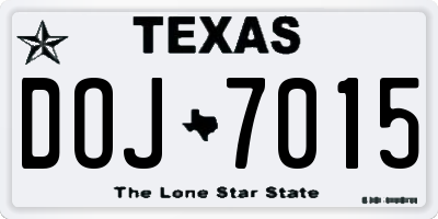 TX license plate DOJ7015