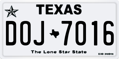 TX license plate DOJ7016