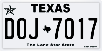 TX license plate DOJ7017