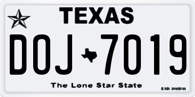 TX license plate DOJ7019