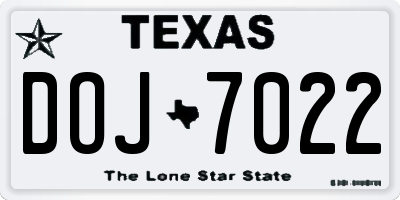TX license plate DOJ7022