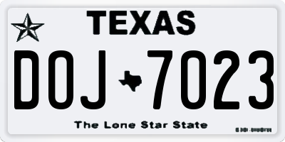 TX license plate DOJ7023