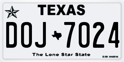 TX license plate DOJ7024
