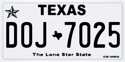 TX license plate DOJ7025