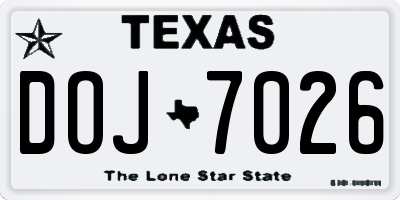 TX license plate DOJ7026
