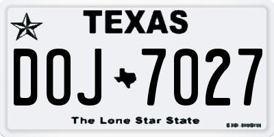 TX license plate DOJ7027