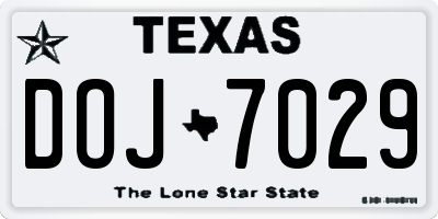 TX license plate DOJ7029