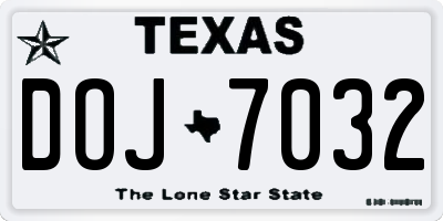 TX license plate DOJ7032