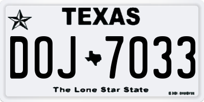 TX license plate DOJ7033