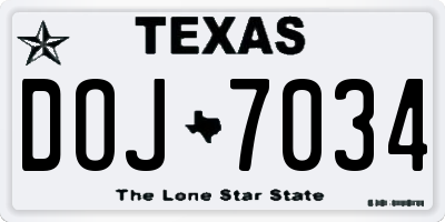 TX license plate DOJ7034