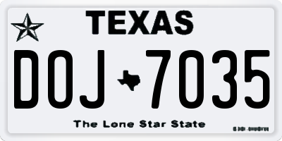 TX license plate DOJ7035
