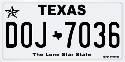 TX license plate DOJ7036