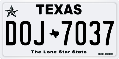 TX license plate DOJ7037