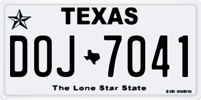 TX license plate DOJ7041