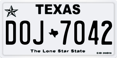 TX license plate DOJ7042