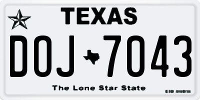 TX license plate DOJ7043