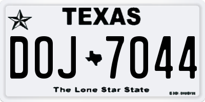 TX license plate DOJ7044