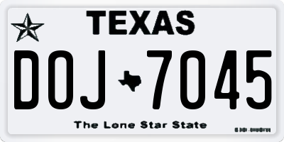 TX license plate DOJ7045