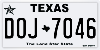 TX license plate DOJ7046