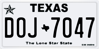 TX license plate DOJ7047