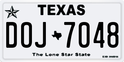 TX license plate DOJ7048