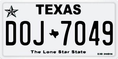 TX license plate DOJ7049